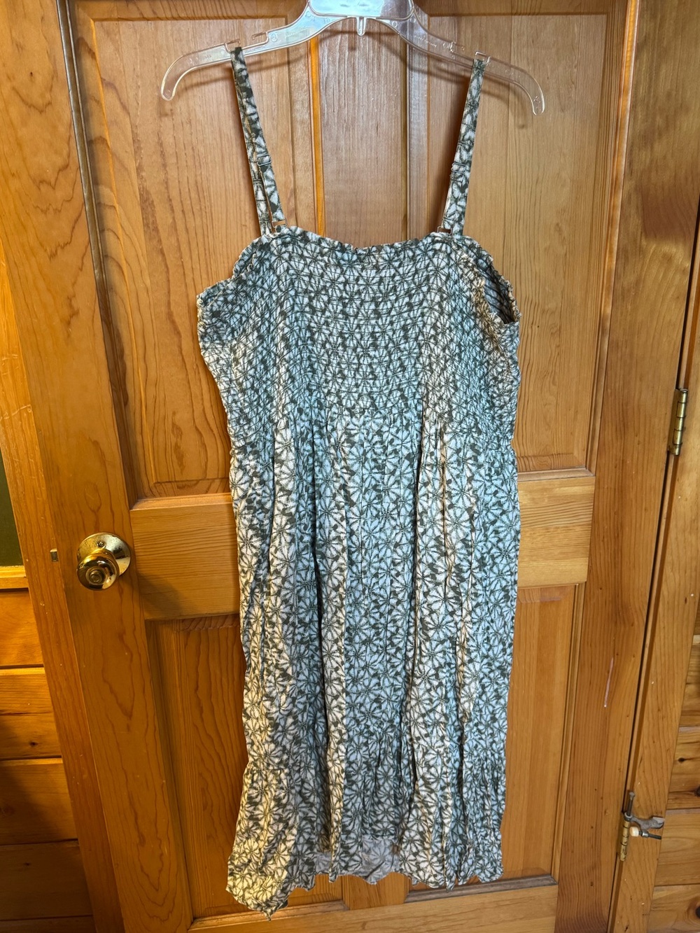 GAP Sage and Cream Smocked Top Dress